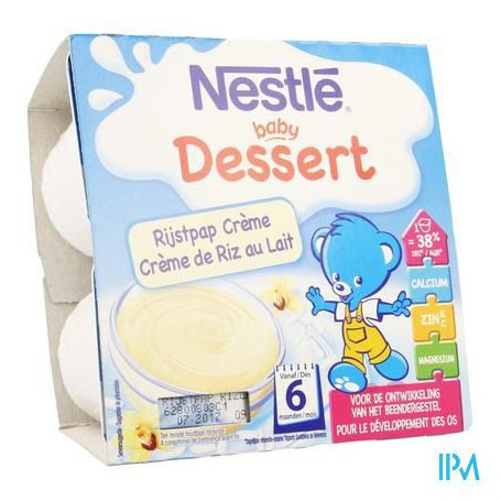 Desserts bébé 6+ mois riz au lait Nestle P'tit Onctueux x4 - 100g